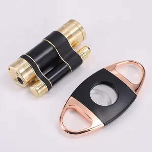 New Arrival Luxury Cigar Accessories Windproof lighter and cutter gift set