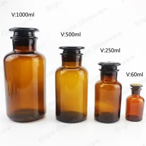 Botol Reagen Kaca Amber untuk Laboratorium, Grosir 60Ml 125Ml 250Ml 500Ml 1000Ml