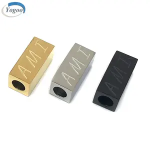 No Fade Plating Rectangle Custom Logo Metal Stainless Steel Beads for Jewelry
