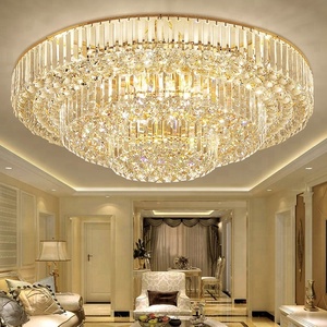<span class=keywords><strong>Lampadario</strong></span> a Soffitto LED Rotondo Dorato <span class=keywords><strong>Moderno</strong></span> per Sale Banchetti di Hotel Grande Lampada a Soffitto in Cristallo - Product Image 2