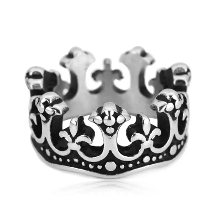 2023 punk customer design king crown ring gothic style for unisex
