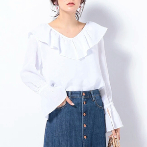 Diseños damas gordas elegante de gran tamaño o collar Asia crepe tops blusa - Product Image 3
