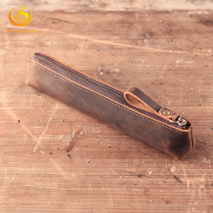 Custom Handgemaakte Lederen Pen Etui Rits Pen <span class=keywords><strong>Holder</strong></span> Bag Stationair Voor Groothandel