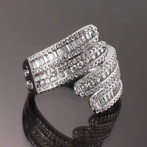 Wholesale Custom White Gold Plated Ring Cat'S Eye Stone Women Luxury star engagement wedding ring