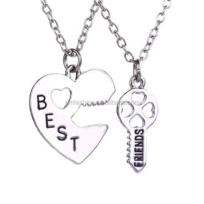 Heart Design Key Lock Pendant Girlfriends Best Friends Forever Lover Necklace