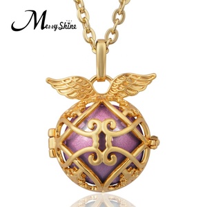 Bijoux populaires, boule mexicaine <span class=keywords><strong>Bola</strong></span> plaquée <span class=keywords><strong>or</strong></span>, aile d'ange avec un élégant bouquet de clochettes, pendentif cage <span class=keywords><strong>Bola</strong></span> - Product Image 2