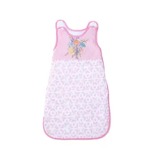 Sac de couchage pour bébé en coton biologique, sac d'été <span class=keywords><strong>rose</strong></span> imprimé en forme d'animaux, pour l'été - Product Image 1