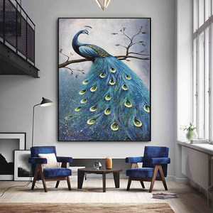 Prodotti caldi prezzo all'ingrosso appeso a parete pittura su vetro <span class=keywords><strong>pavone</strong></span> - Product Image 6