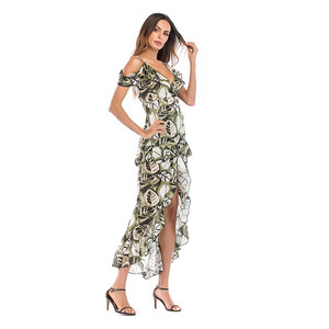 2019 Nouvelle Arrivée D'été Sexy Irrégulière Volants De Courroie De Gaine Profonde V Imprimé À La Mode Dames Casual <span class=keywords><strong>Robes</strong></span> Femmes - Product Image 5