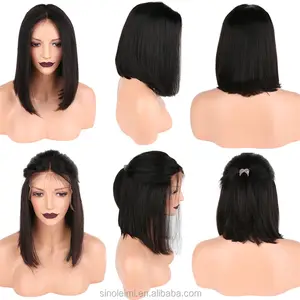 Pelucas de cabello humano brasileño corte bob para mujeres negras, postizo corto con encaje