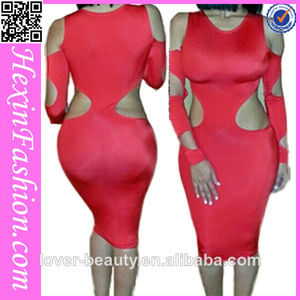 vente en gros robe bodycon dopés stretch rouge à long - Product Image 1