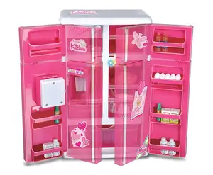 Happy Kitchen Dream Kitchen Refrigerator Pink Toy Fridge Play set for Kids with Play Food Set
