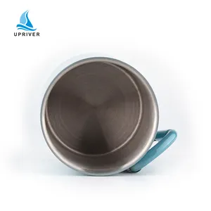 Double Wall Stainless Steel Travel Mug With Carabiner Handle Portable Metal Camping Coffee Cup