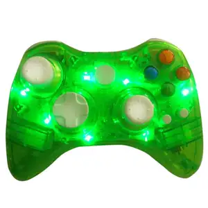 Transparant Blauw Led Licht Draadloze Gamepad Voor Micro Zachte Xbox360 Game Console Controller