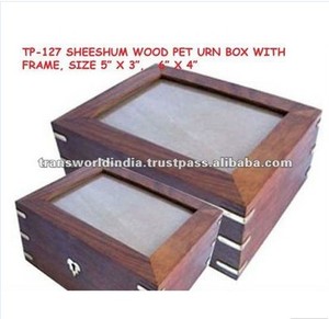 Urna de madera para mascotas ecológica de primera calidad con marco de animal para funerales de perros Tamaño personalizado Cuidado de mascotas - Product Image 6