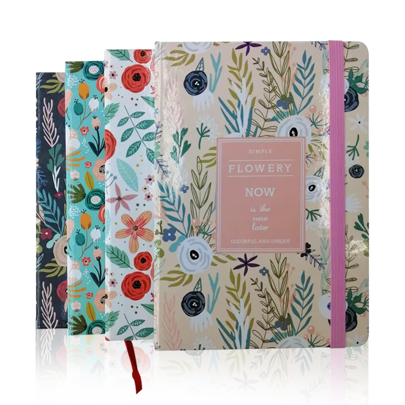 2021 2022 Desain Ekologi Hardcover Pink Bunga 5A Bergaya Notebook Kertas Jurnal dengan Kustom Yang Tersedia