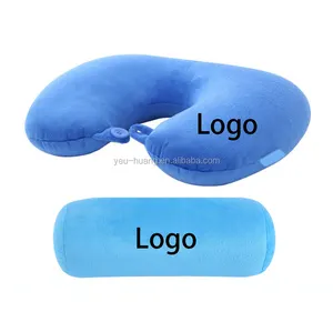 Custom logo reversible 2 in 1 travel neck pillow blue color supplier factory manufacturer