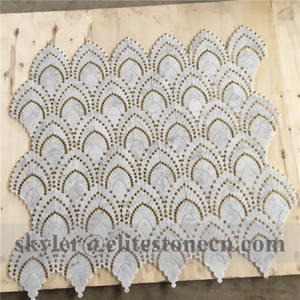 Scala di pesci di design piastrelle di <span class=keywords><strong>mosaico</strong></span> di marmo con ottone dots intarsio a getto d'acqua - Product Image 2