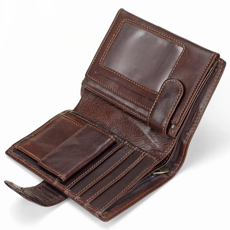 Vintage Men Wallet Genuine Leather Short Wallets Male Multifunctional Cowhide Male Purse Coin Pocket Photo Card Holder