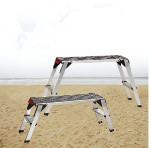 SYW006 Washing Car Platform Aluminum Ladder Folding Work Platform Ladder <strong>Stools</strong> Industrial Ladders EN131 2 <strong>Steps</strong> 128*20*39CM - Product Image 4