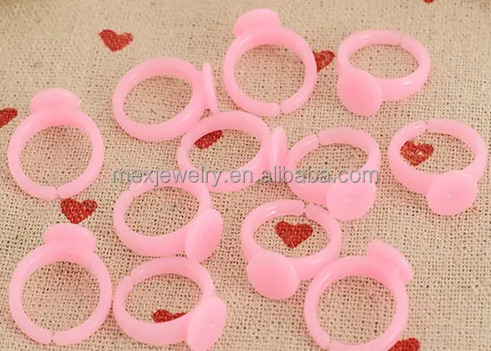 DIY الأزياء الوردي الأطفال البلاستيك حلقة قاعدة الطفل plastomer خواتم مجوهرات