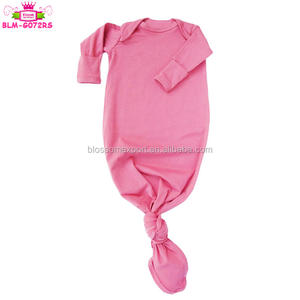 De menta acogedor manga larga infantil Slepper doble mitones vestido Unisex vuelta hombro simple en blanco vestido de bebé con mano cubre - Product Image 6