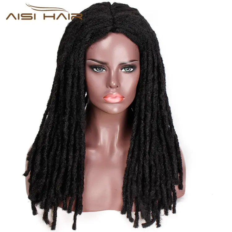 Aisi Hair 22 Inch Synthetic Wigs For Black Women Crochet Braids Twist Jumbo Dread Faux Locs Hairstyle Long Afro Black Hair