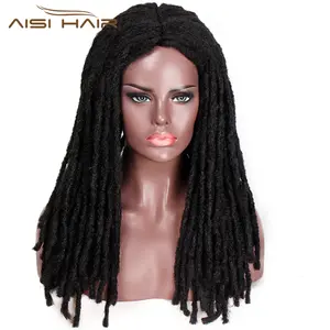 Aisi 头发 22 英寸合成假发为黑人女性钩针编织编织扭曲巨型恐惧人造纽扣发型长黑人黑色头发
