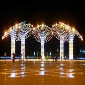 Op Maat Gemaakte Grote Led Licht Buiten Tuin Standbeeld Landschap Display Roestvrij Staal Kunst Sculptuur