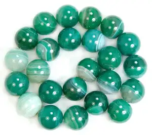 10毫米圆形松散宝石珠子带状条纹绿玛瑙珠子