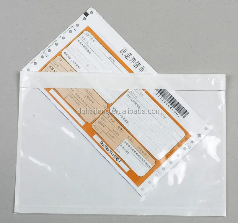 Liste d'emballage auto-adhésive étanche pour les enveloppes de poche d'étiquette d'emballage d'expédition de facture de voies respiratoires de boîte