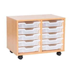 Armadio di stoccaggio per giocattoli per bambini in legno per scuola <span class=keywords><strong>Montessori</strong></span> educativo rimovibile di alta qualità con 10 vassoi poco profondi - Product Image 1