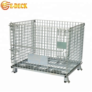 E-DECK cina heavy duty smontabile pieghevole maglia di filo di acciaio dolce in metallo impilabile carrello elevatore capannone industriale contenitore gabbia - Product Image 3