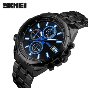 पुरुषों घड़ियाँ SKMEI 9107 फैशन आकस्मिक क्वार्ट्ज घड़ी relogio masculino पूर्ण स्टील खेल घड़ी wristwatches