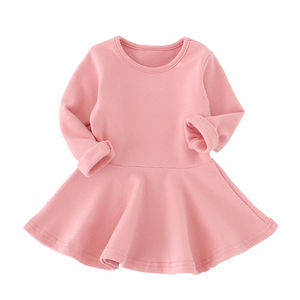 Vestito Casual a Linea A per Bambine, Maniche Lunghe, Colore Grigio e Rosa, Lunghezza al Ginocchio - Product Image 2