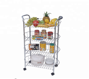 Xe đẩy đa năng FIRST HORSE Simple Houseware <span class=keywords><strong>4</strong></span> tầng mạ crôm, thiết kế thời trang và bền chắc, chất liệu kim loại, có bánh xe - Product Image 1