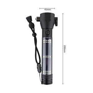 Sạc Dự Phòng Đi Bộ Đường Dài Cắm Trại Ngoài Trời Đa Năng <span class=keywords><strong>5</strong></span> Trong <span class=keywords><strong>1</strong></span> Đèn Pin Sạc USB Năng Lượng Mặt Trời Kèm Búa An Toàn Và La Bàn - Product Image 1