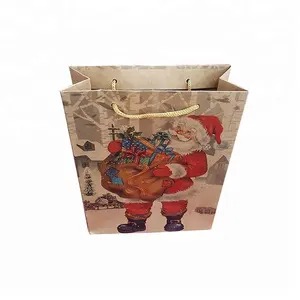 Сильный коричневый крафт бумаги Рождественский мешок для подарков, Рождество хозяйственная сумка для переноски