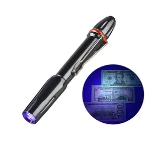 포켓 손전등 365nm 3W LED 자외선 램프 UV 블랙 라이트 펜 토치