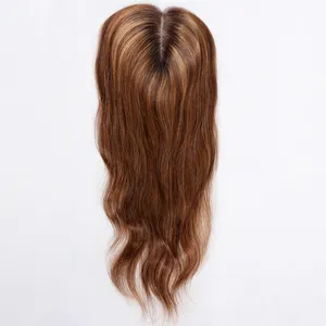 Brown Colour Human Virgin Hair Silk base Topper Hair piece wigs