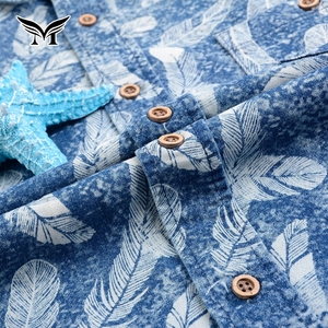 Thiết kế mới nhất bán buôn đẹp giản dị in của nam giới Ngắn Tay Áo Đá rửa Màu Denim Áo sơ mi - Product Image 5