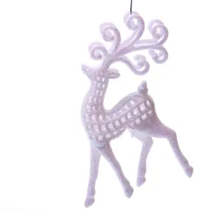 Plastic Christmas Tree Topper Xmas Glitter Running Reindeer Elk Figurine Holiday Hanging Pendant Party Gift Ornament
