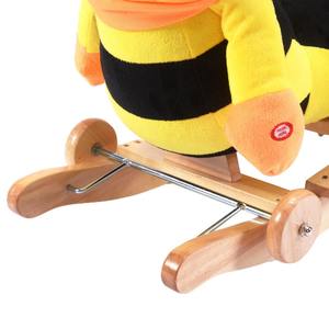 ของเล่นเด็กหัดเดินรูปผึ้งสีเหลือง ตุ๊กตาขี่ได้ เก้าอี้โยกเด็ก พร้อมม้าไม้รูปสัตว์และล้อมีเสียงสำหรับเด็กเล็ก - Product Image 4