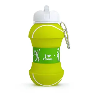 Sports Soccer Equipment Gourde Pliable Tennis Ball Shape Patented Football Drinking Wholesale Silicone Sports Water Bottle