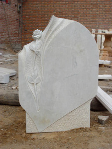 Резной Белый Крылатый обернутый СЕРДЦЕ Женщина Ангел мраморный камень памятный надгробный камень - Product Image 6