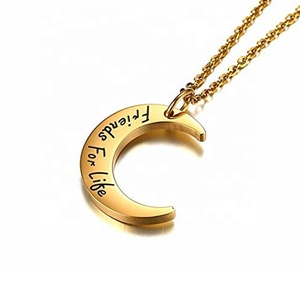 MECYLIFE Conjunto de Collar de Regalo de Mejores Amigos <span class=keywords><strong>Soul</strong></span> Sister Regalos Familiares Collar Colgante de Luna de Acero Inoxidable Joyería de Amistad - Product Image 2