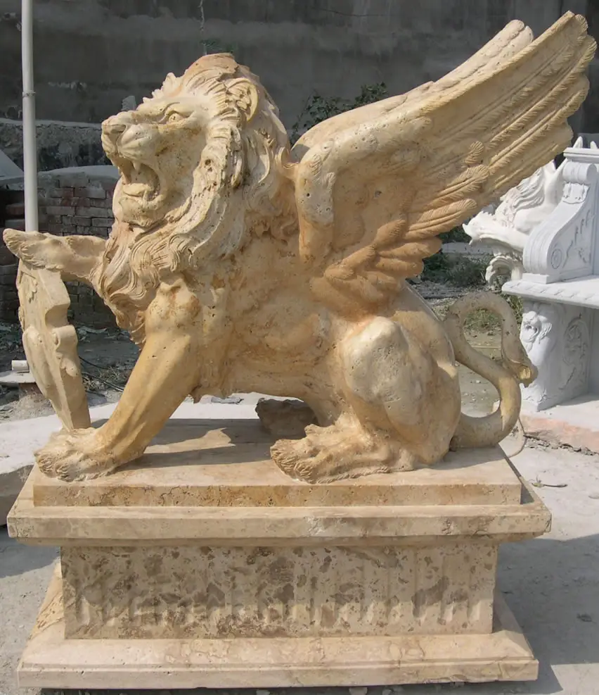Taş lionlion kanatları heykeli ile/kanatlı <span class=keywords><strong>aslan</strong></span> heykeli/satılık antika mermer heykelleri