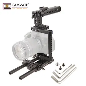 CAMVATE En Aluminium Rod Rig DSLR Cage Top Hand Grip Caméra Stabilisateur Trépied Plaque de Montage Pour canon nikon panasonnic