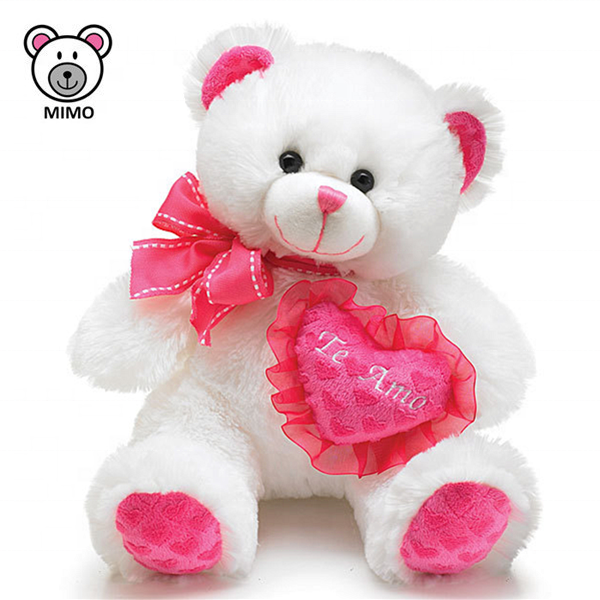 Ours En Peluche 23 Cm Avec Rose – Cadeau Saint-Valentin Ou Anniversaire, Blanc, Tendre Et Doux