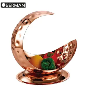 Fiesta de boda suministros hotel se martillado a mano placa de metal de oro de acero inoxidable buffet de metal bandeja de banquete - Product Image 1